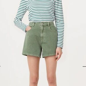 Frank and Oak Courtney Loose Denim Short in Sage Green